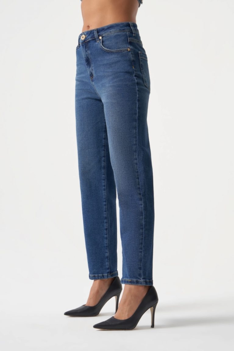 MZL Normal Bel Klasik Kesim Lacivert Boru Paça Denim Pantolon - MZL