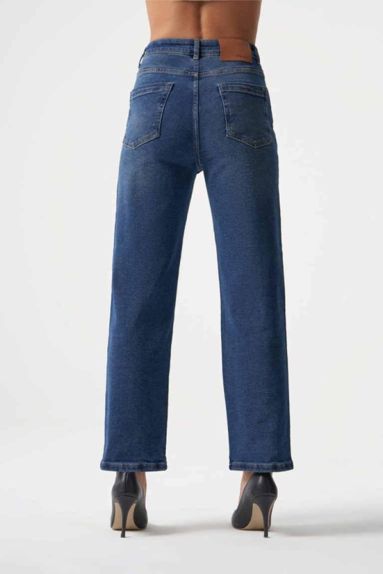 MZL Normal Bel Klasik Kesim Lacivert Boru Paça Denim Pantolon - MZL