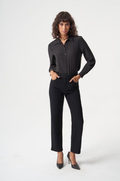 MZL Normal Bel Klasik Kesim Siyah Boru Paça Denim Pantolon - MZL