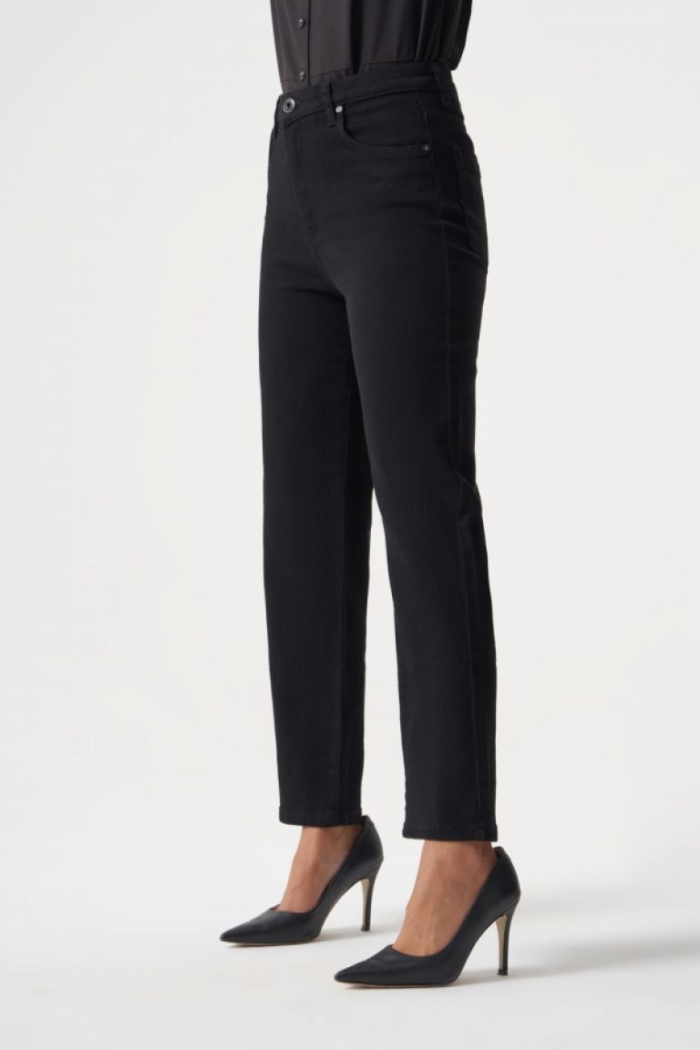 MZL Normal Bel Klasik Kesim Siyah Boru Paça Denim Pantolon - MZL