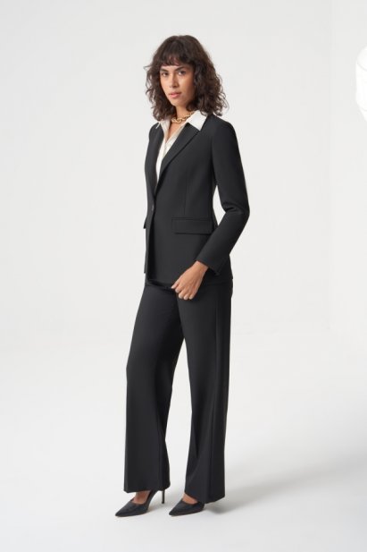 MZL Siyah Balıksırtı Dokuma Tek Düğme Blazer Ceket - MZL