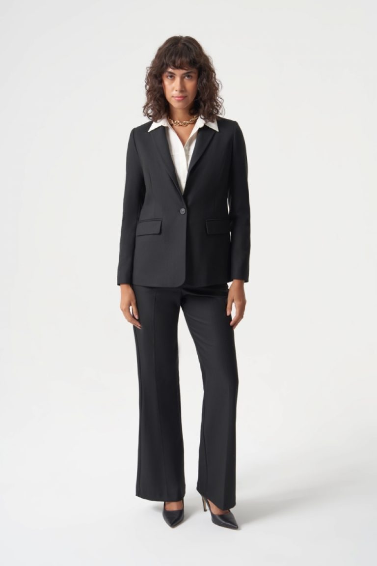 MZL Siyah Balıksırtı Dokuma Tek Düğme Blazer Ceket - MZL