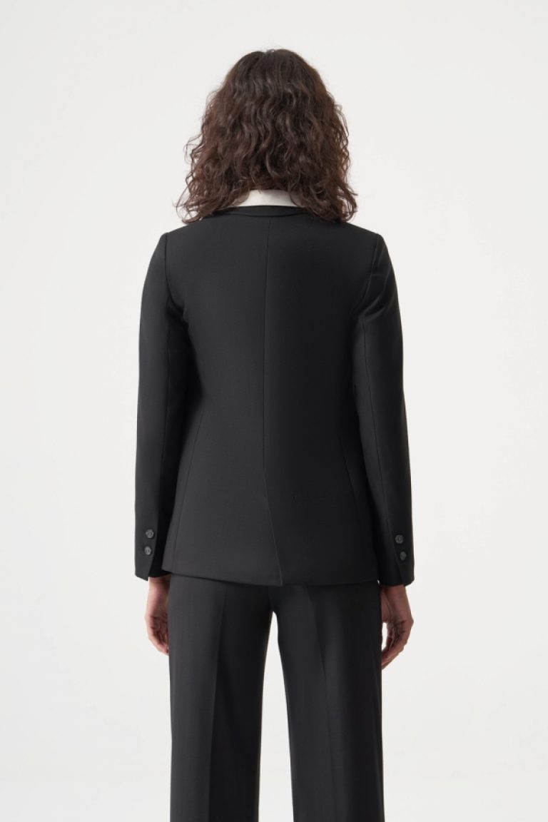 MZL Siyah Balıksırtı Dokuma Tek Düğme Blazer Ceket - MZL