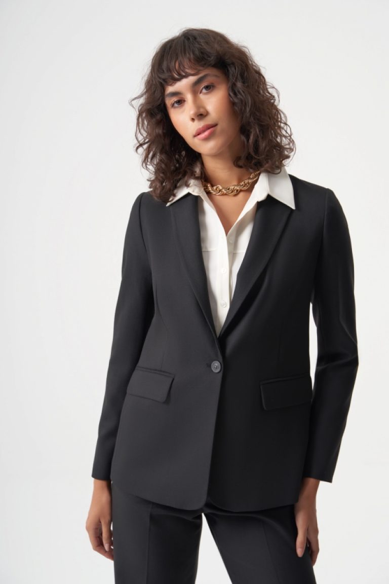 MZL Siyah Balıksırtı Dokuma Tek Düğme Blazer Ceket - MZL