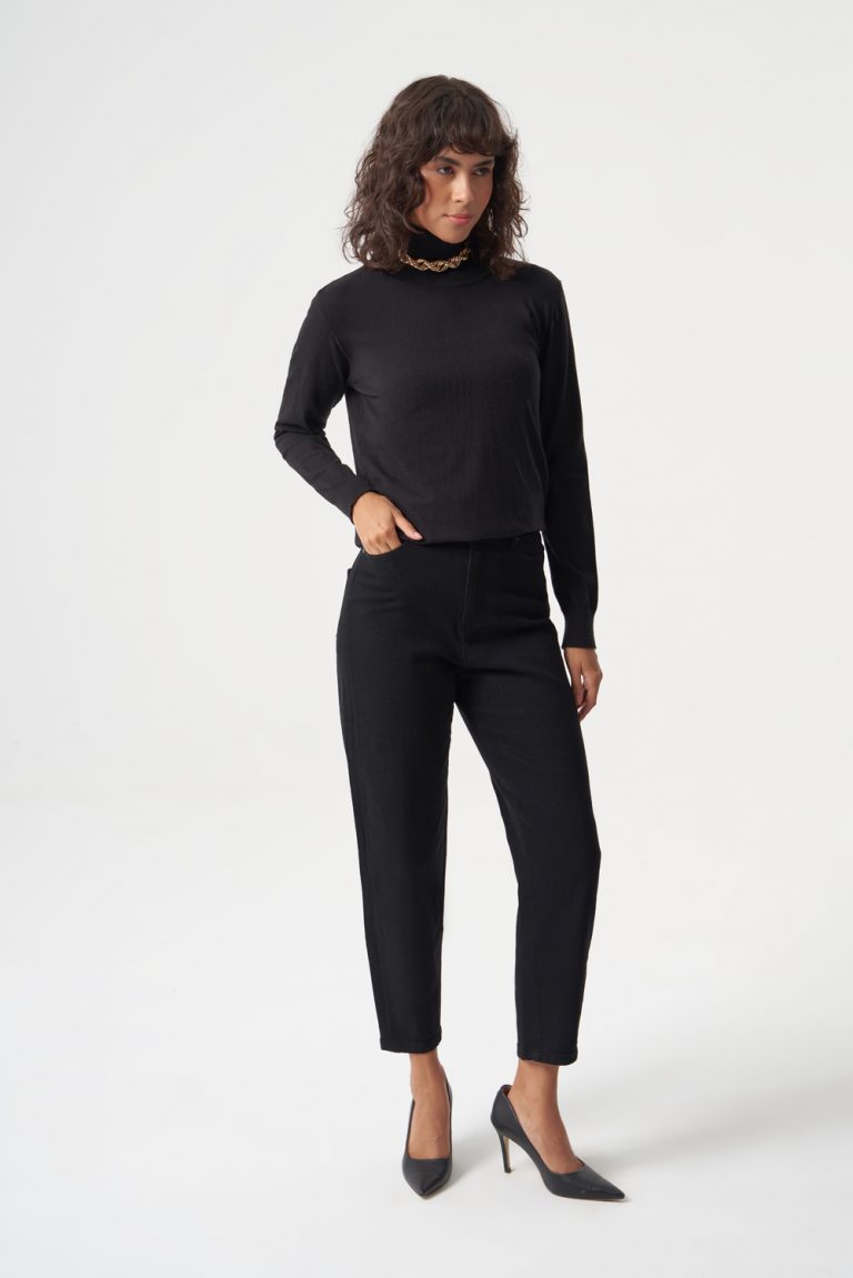 MZL Siyah Dar Kesim Bilek Boyu Denim Pantolon - MZL