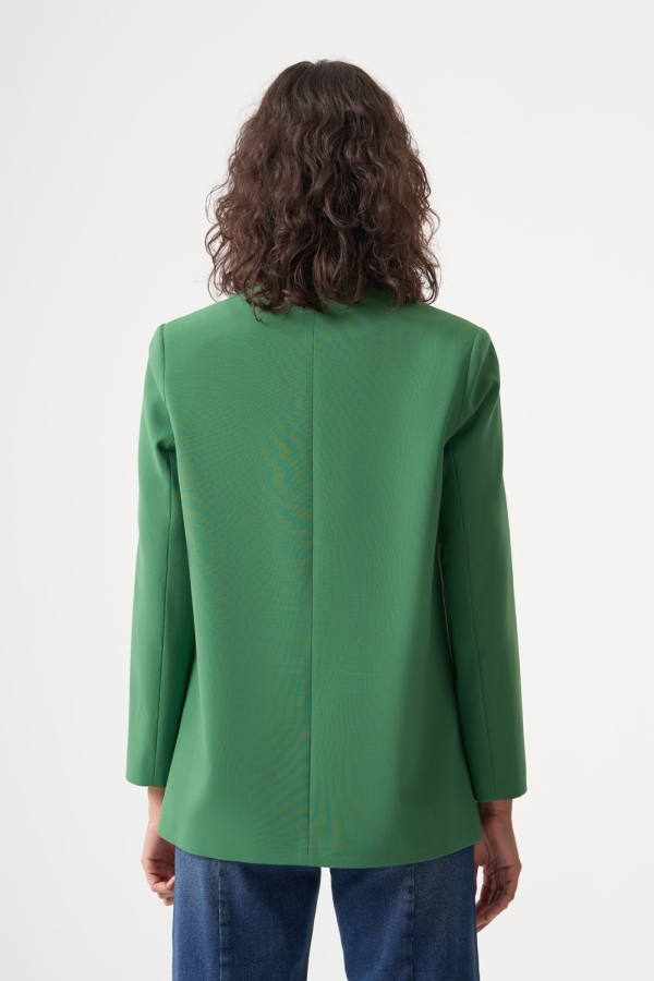 MZL Yeşil Yün Karışımlı Rahat Kesim Tek Düğme Anvelop Blazer Ceket MZL Yeşil Yün Karışımlı Rahat Kesim Tek Düğme Anvelop Blazer Ceket