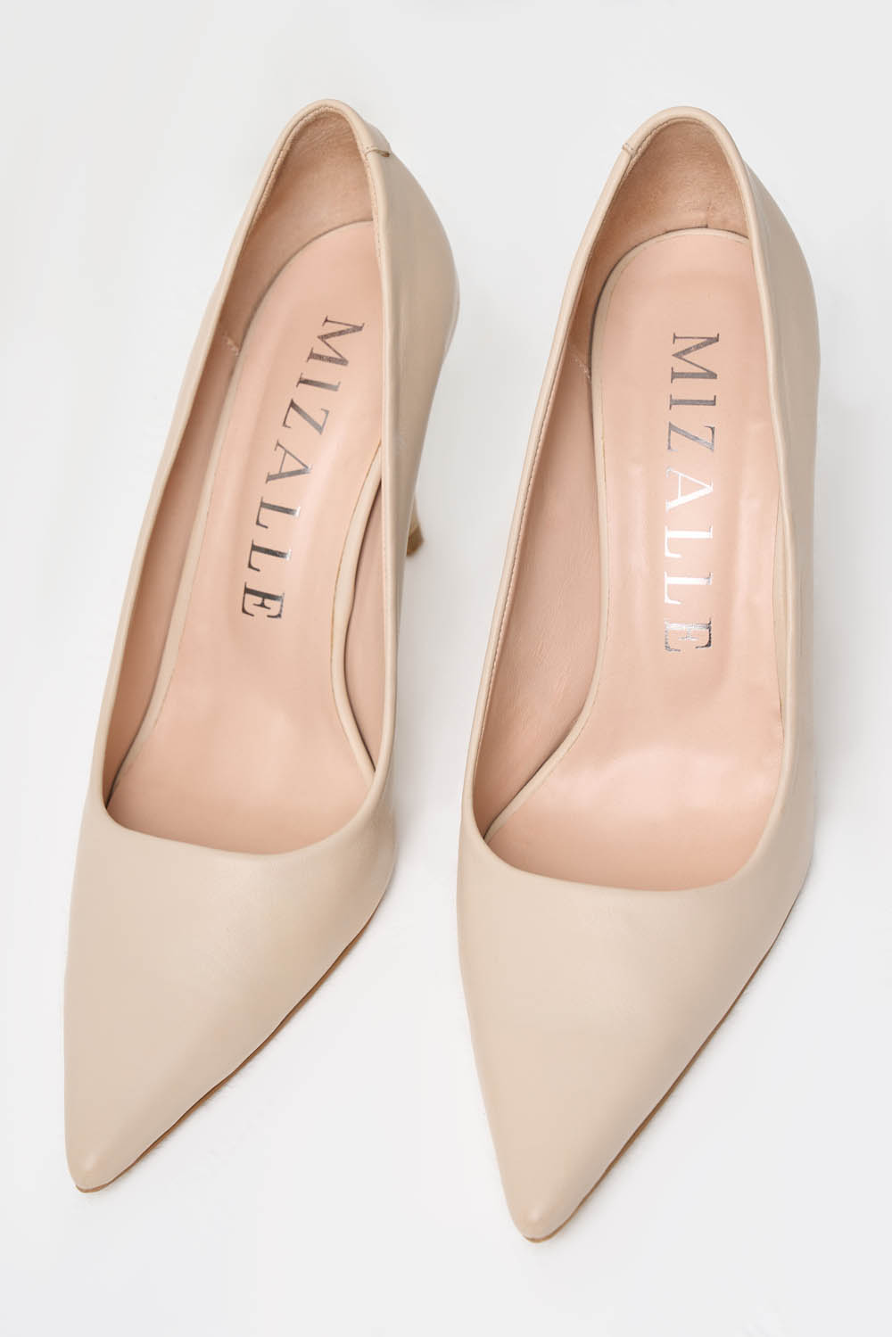 Mizalle Bej Rengi Deri Stiletto - Mizalle