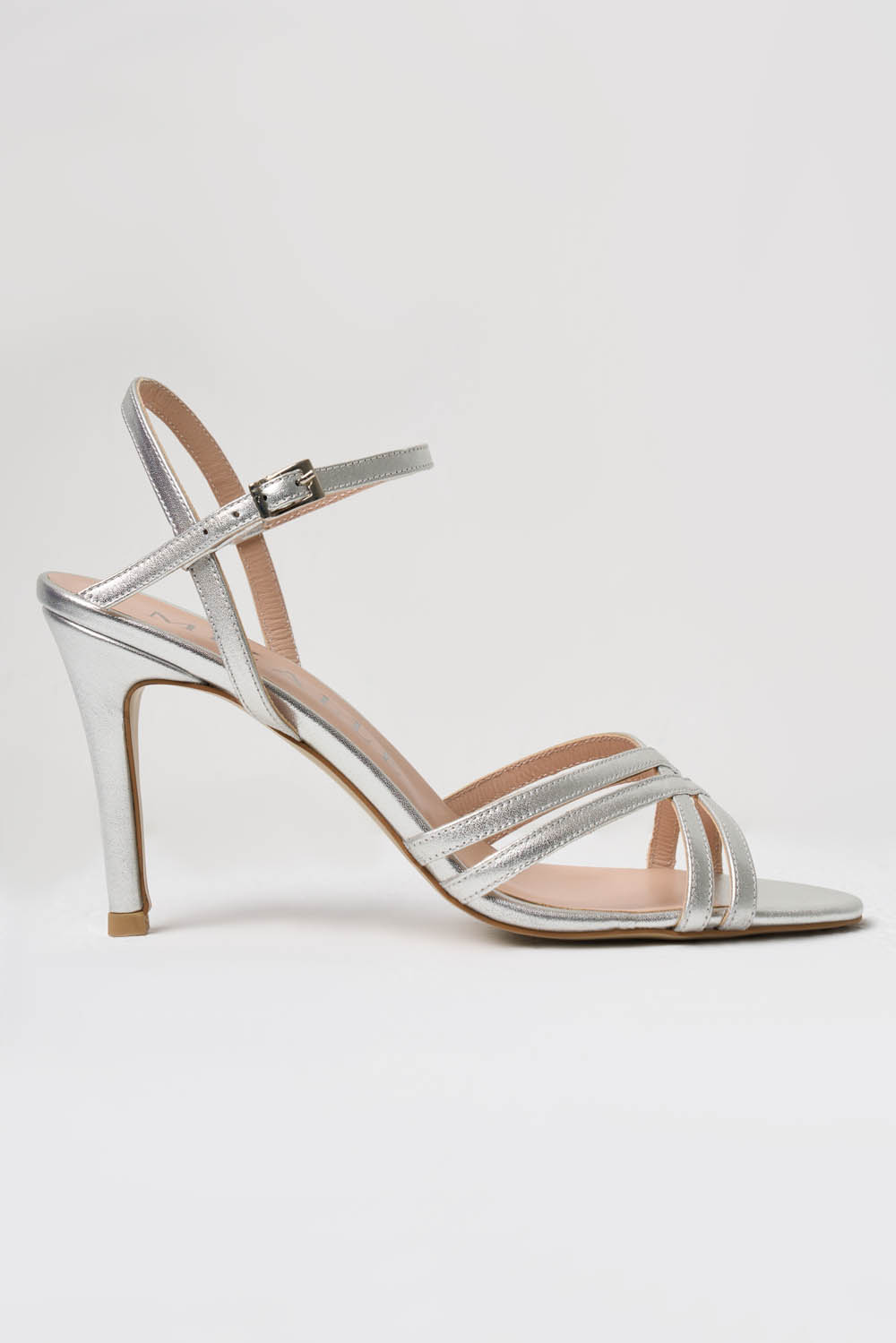 Mizalle Gümüş Bantlı Topuklu Deri Abiye Ayakkabı - 3