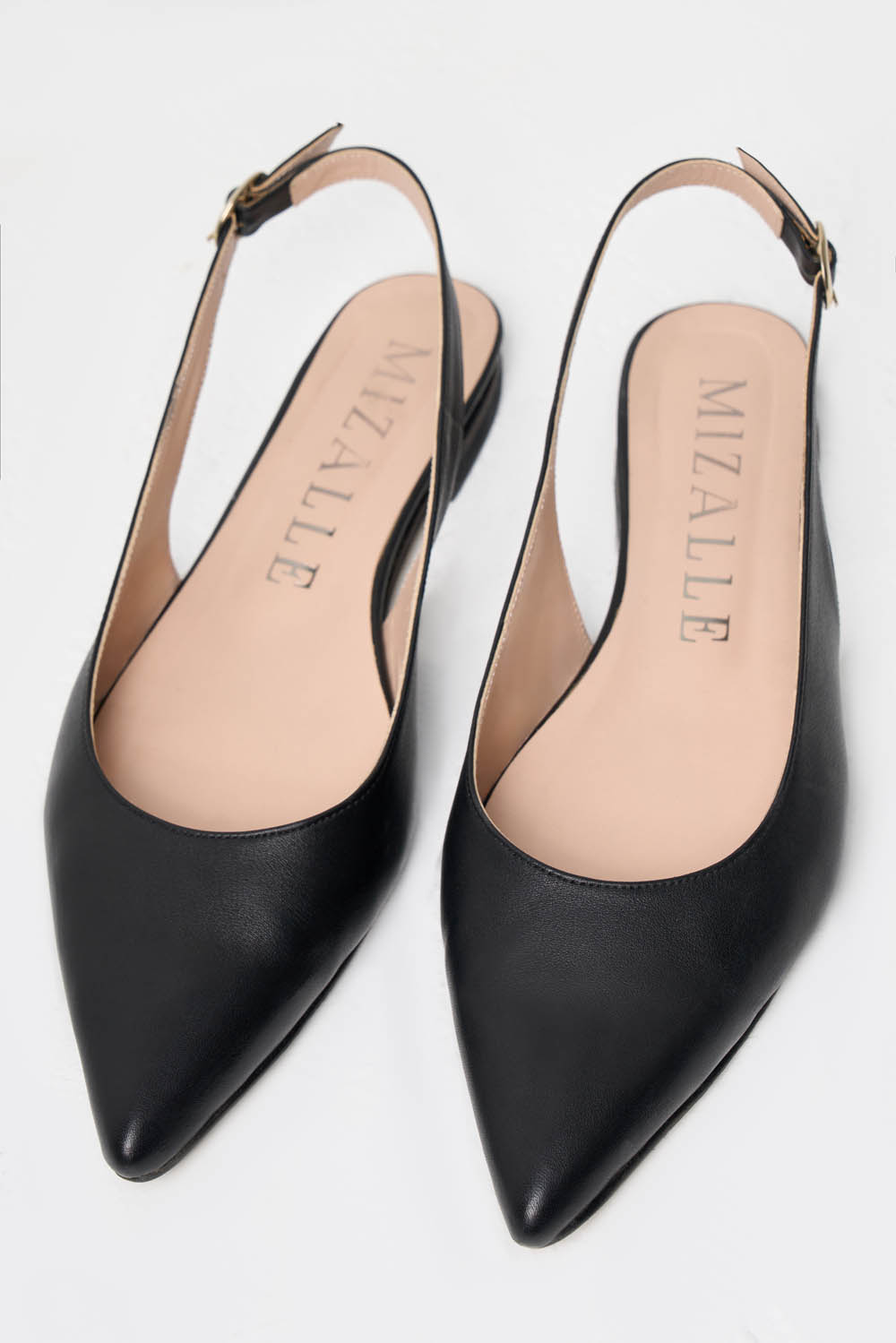 Mizalle Sivri Burunlu Arkası Açık Siyah Deri Babet - 4