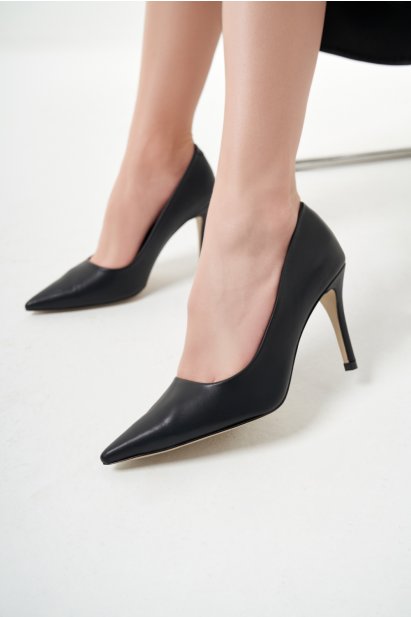Mizalle Siyah Deri Stiletto - Mizalle