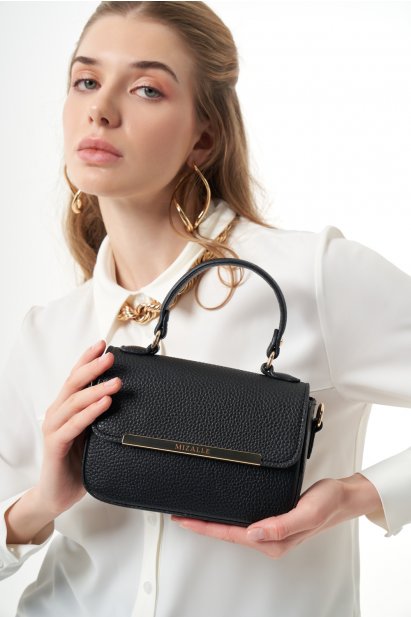 Mizalle Siyah Deri Mini Satchel Çanta - Mizalle