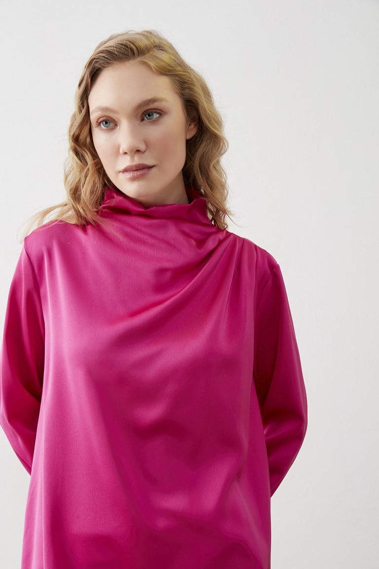 Omuz Drapeli Fuşya Bluz - Mizalle