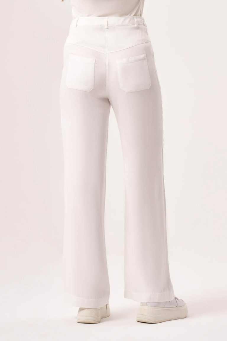Mizalle Üç Cepli Beyaz Pamuklu Yazlık Pantolon - Mizalle