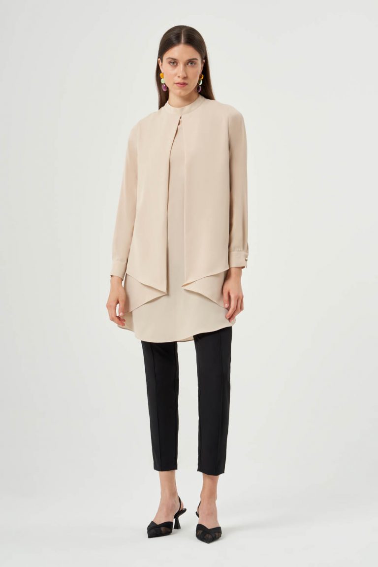 Önü Katlı Vizon Tunik - Mizalle