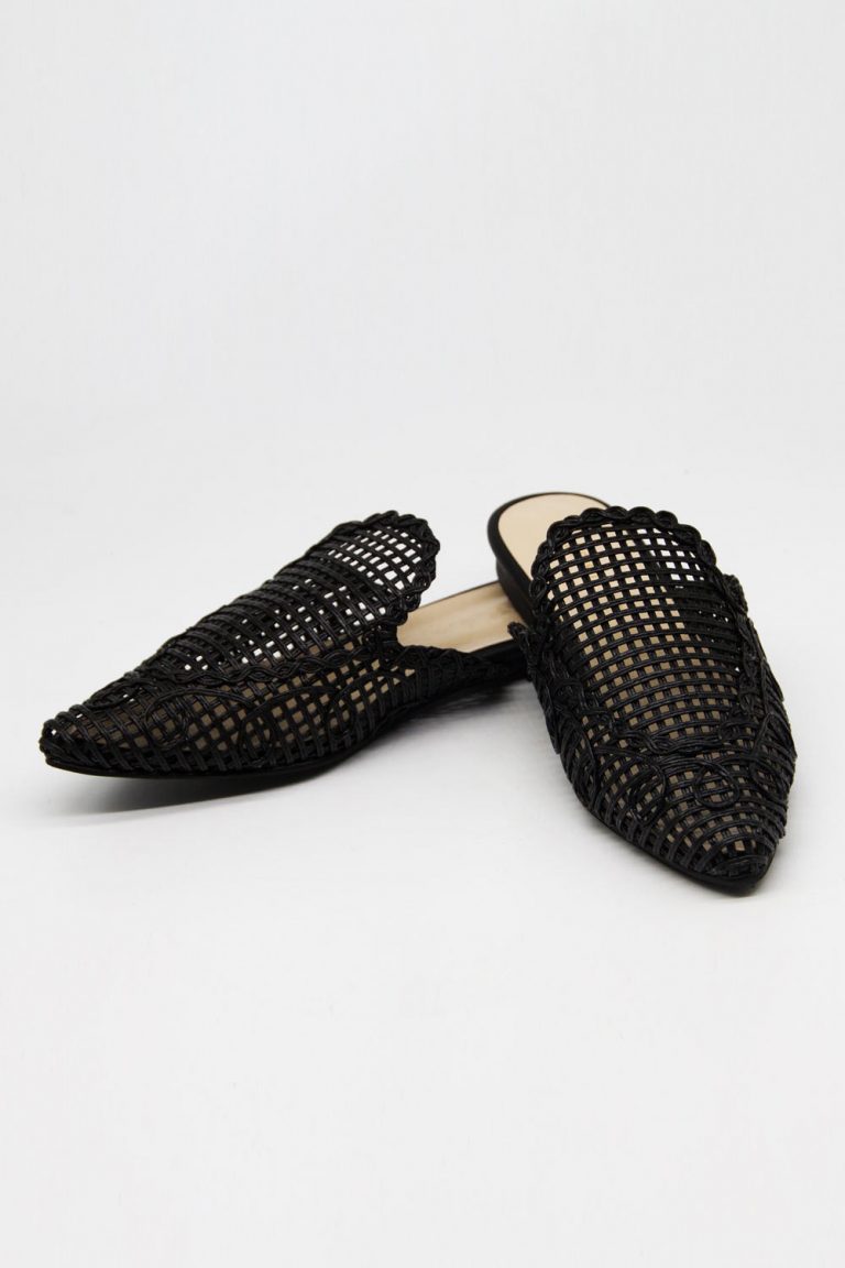 Örgü Tasarımlı Mule Terlik (Siyah) - Mizalle