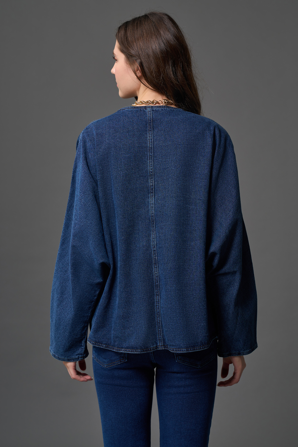 Over Kalıp İndigo Denim Ceket - Mizalle