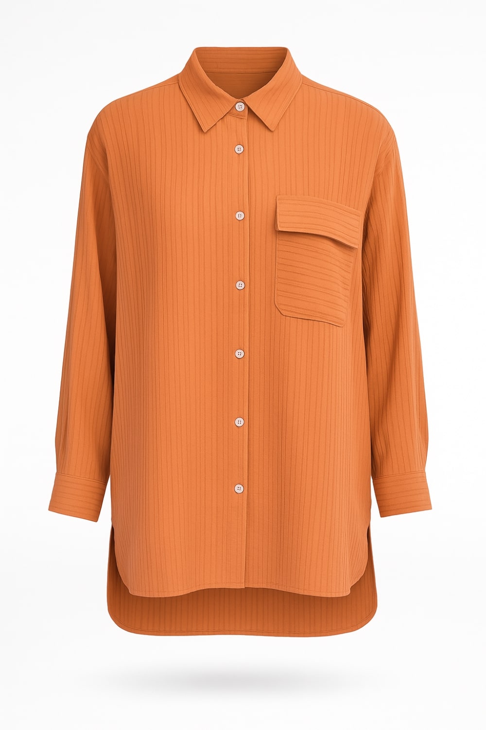 Mizalle Oversize Cepli Özel Dokuma Uzun Turuncu Tunik - Mizalle