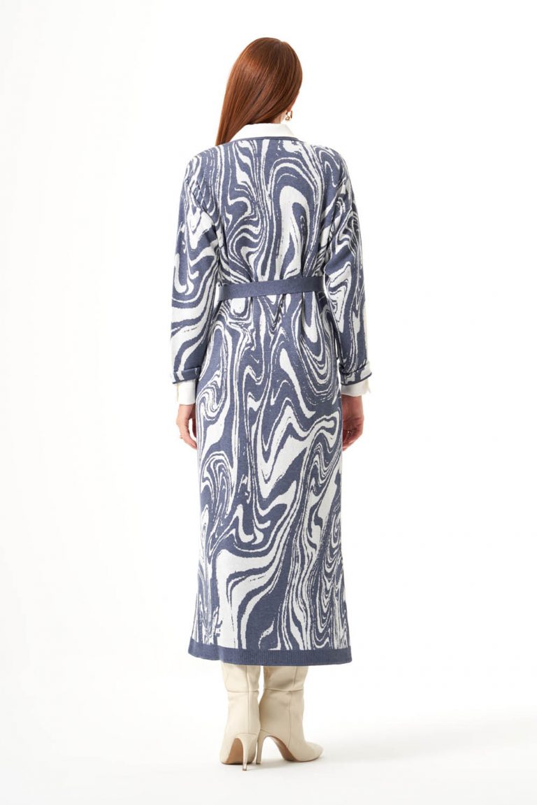 Özel Desenli Triko İndigo Hırka - Mizalle