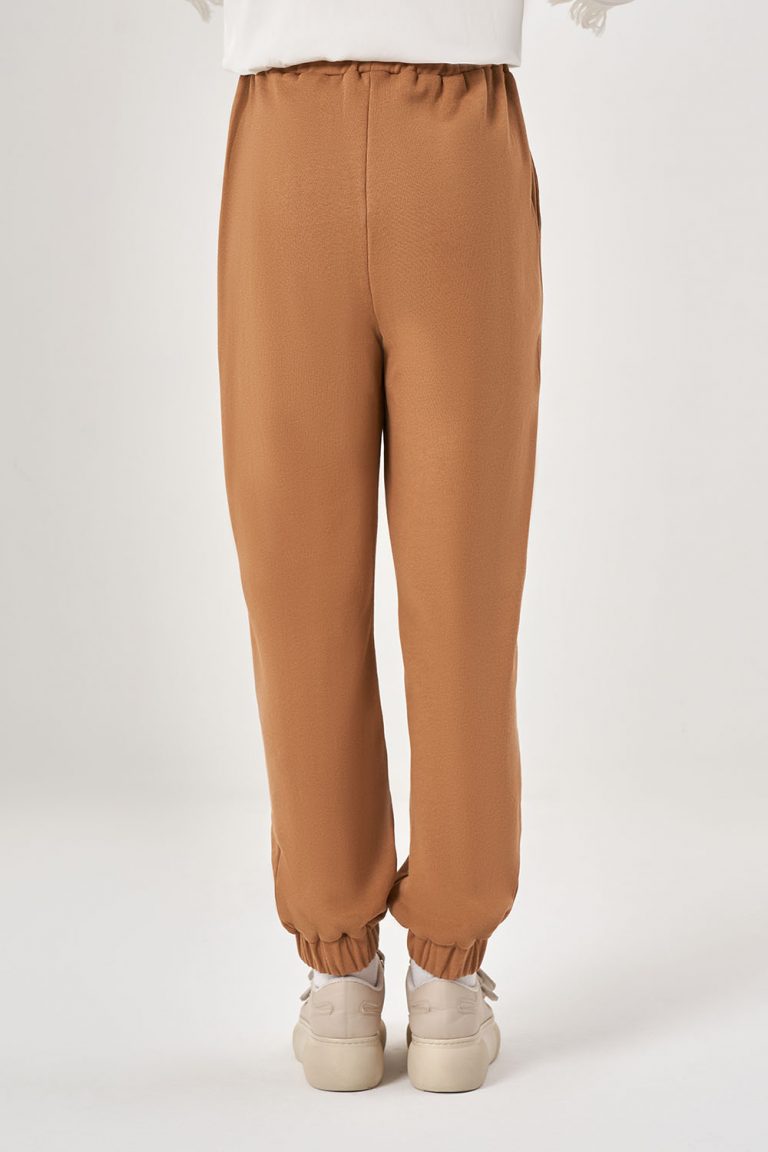 Paça Lastikli Örme Taba Pantolon - Mizalle