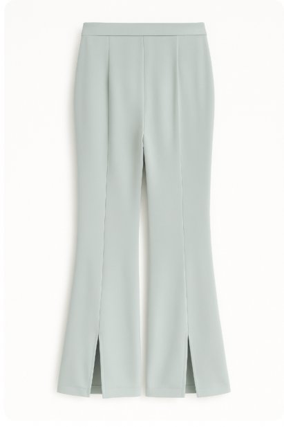 Mizalle Paçası Yırtmaçlı Açık Mavi Krep Pantolon - Mizalle
