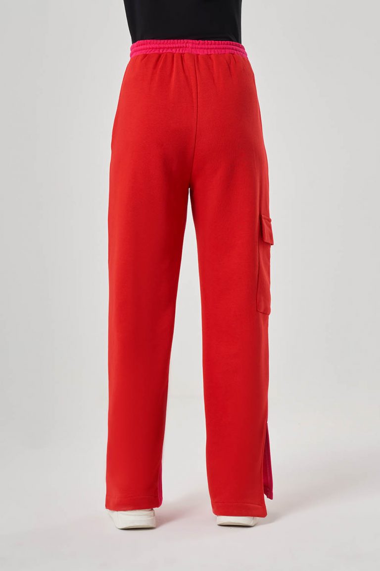 Mizalle Yandan Cepli Geniş Paçalı Fuşya Jogger Pantolon - Mizalle