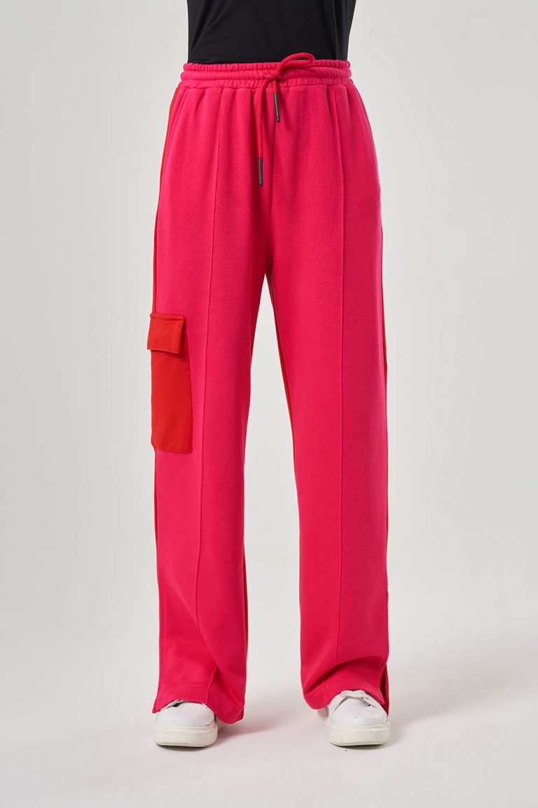 Mizalle Yandan Cepli Geniş Paçalı Fuşya Jogger Pantolon - Mizalle