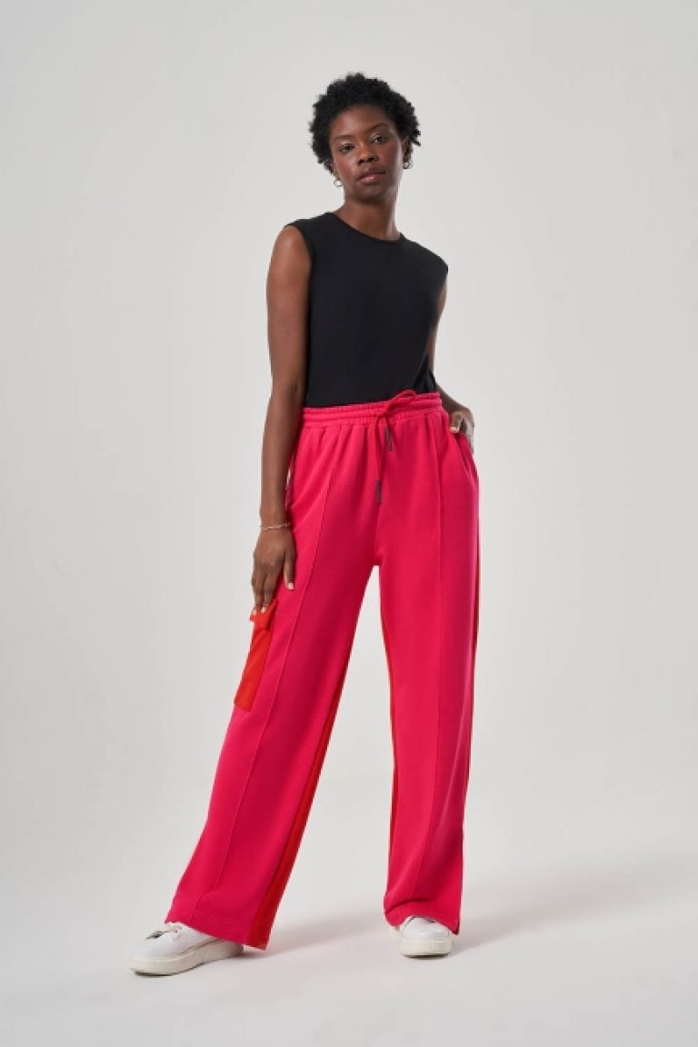 Mizalle Yandan Cepli Geniş Paçalı Fuşya Jogger Pantolon - Mizalle