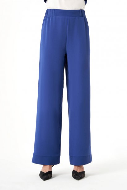 Mizalle Beli Lastikli Rahat Kesim İndigo Mavi Basic Pantolon - Mizalle