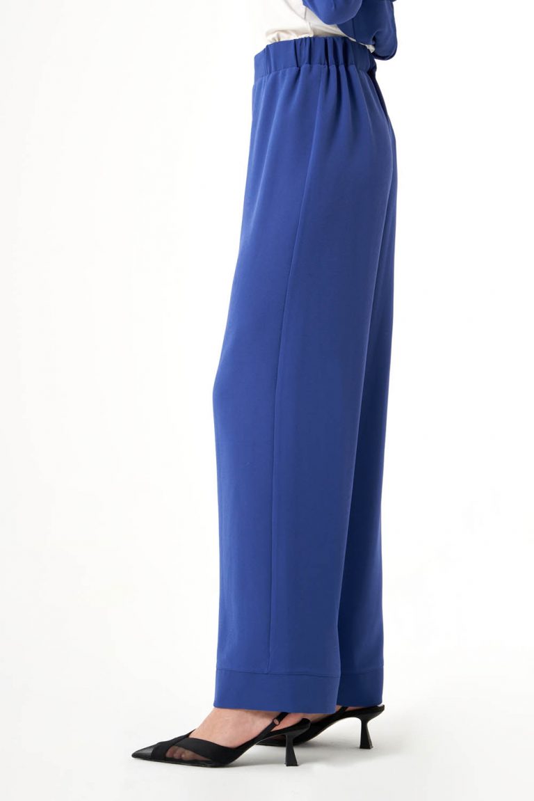 Mizalle Beli Lastikli Rahat Kesim İndigo Mavi Basic Pantolon - Mizalle