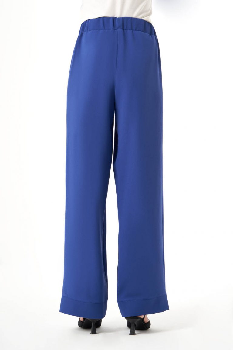 Mizalle Beli Lastikli Rahat Kesim İndigo Mavi Basic Pantolon - Mizalle