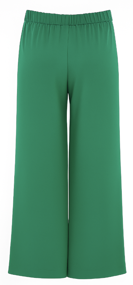 Mizalle Gold Top Düğme Detaylı Geniş Paça Yeşil Pantolon
