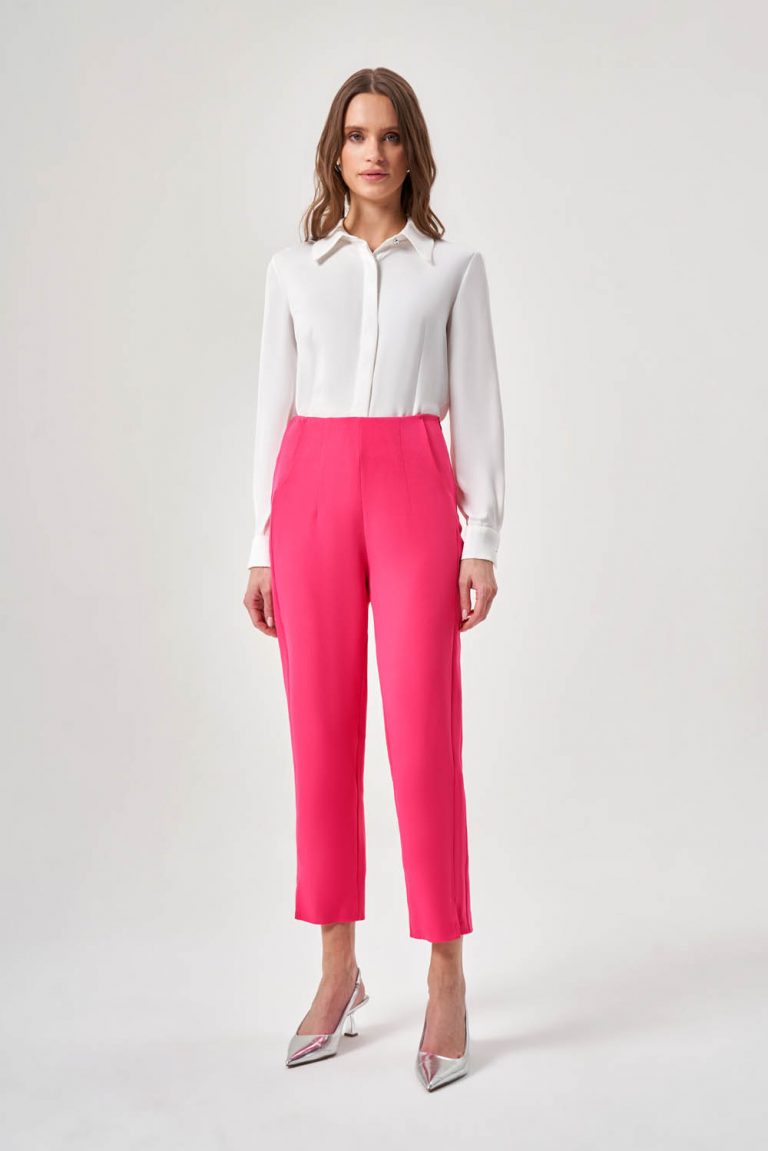 Mizalle Fit Kesimli Pensli Fuşya Basic Pantolon - Mizalle