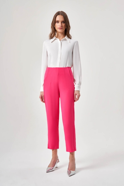 Mizalle - Mizalle Fit Kesimli Pensli Fuşya Basic Pantolon Mizalle - Mizalle Fit Kesimli Pensli Fuşya Basic Pantolon
