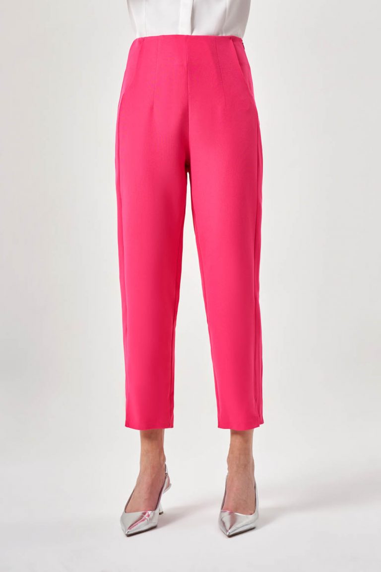 Mizalle Fit Kesimli Pensli Fuşya Basic Pantolon - Mizalle