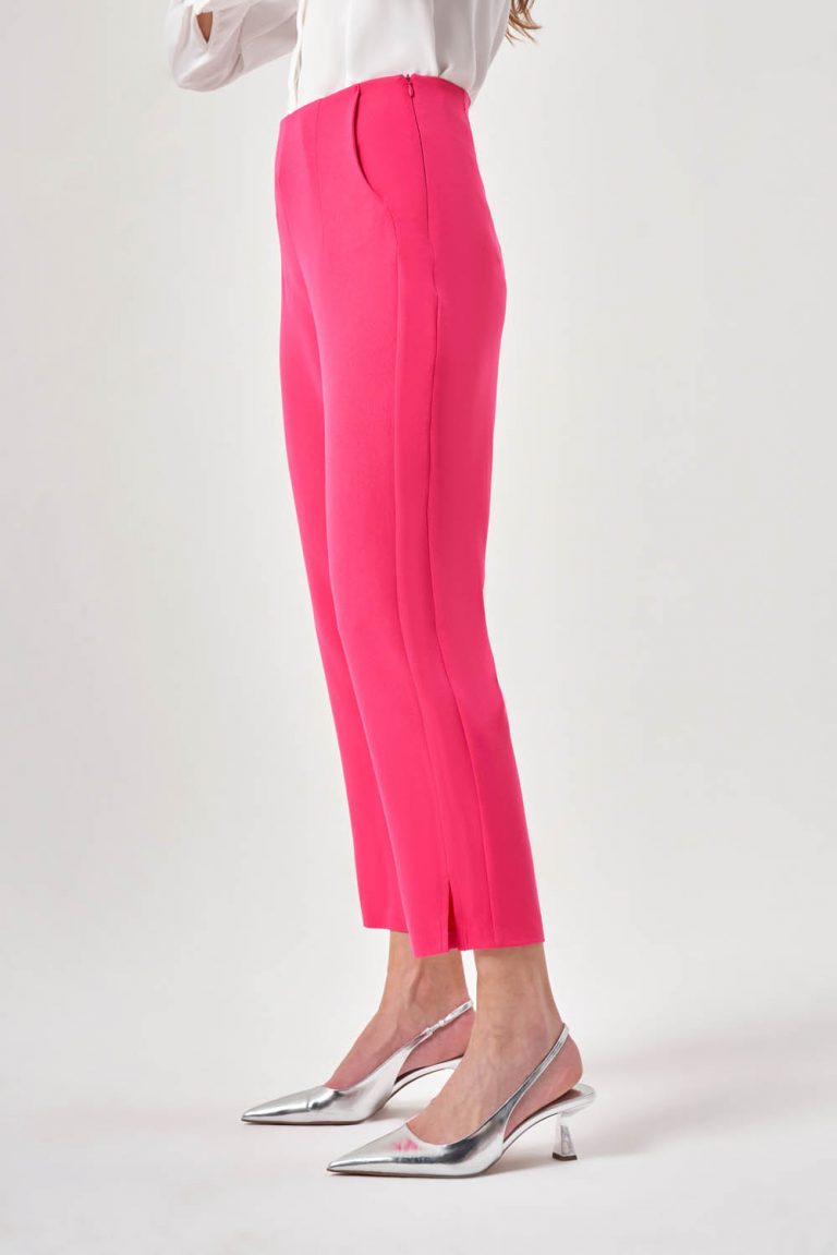Mizalle Fit Kesimli Pensli Fuşya Basic Pantolon - Mizalle