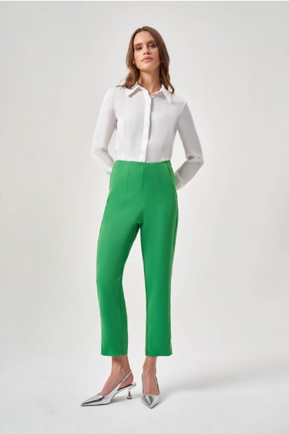 Mizalle Fit Kesimli Pensli Yeşil Basic Pantolon - Mizalle