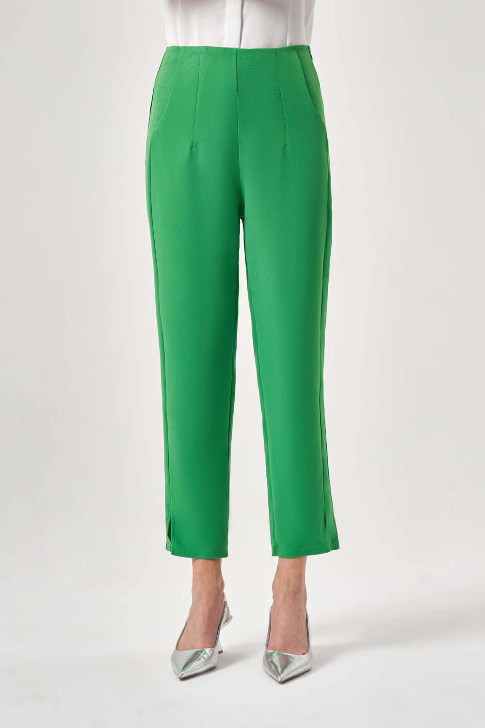 Mizalle Fit Kesimli Pensli Yeşil Basic Pantolon