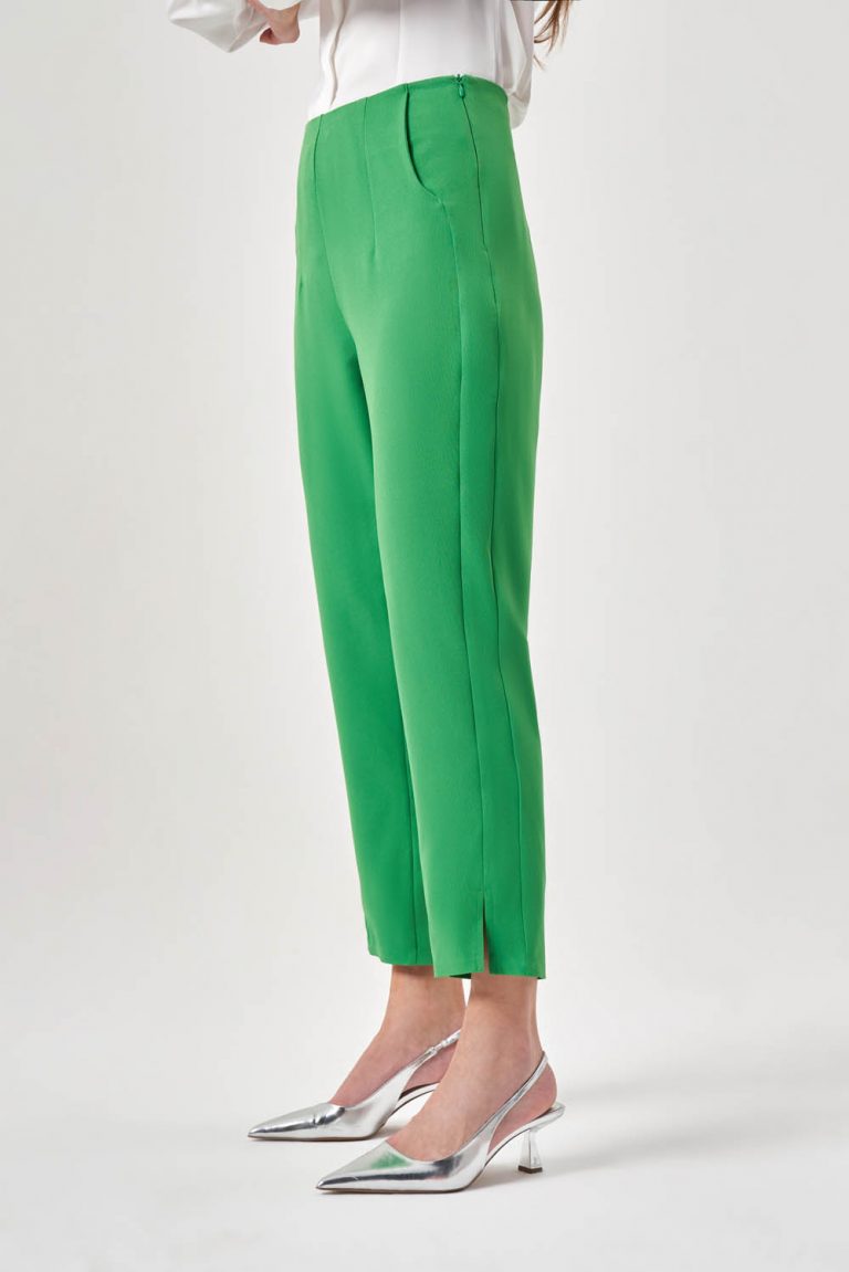Mizalle Fit Kesimli Pensli Yeşil Basic Pantolon - Mizalle