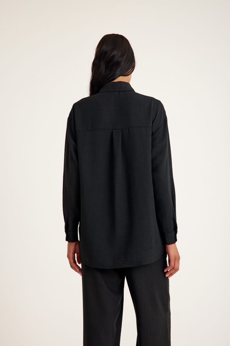 Mizalle Keten Görünümlü Rahat Kesim Siyah Jogger Pantolon - Mizalle