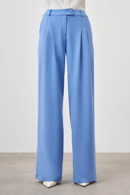 Mizalle - Pileli Double Mavi Pantolon