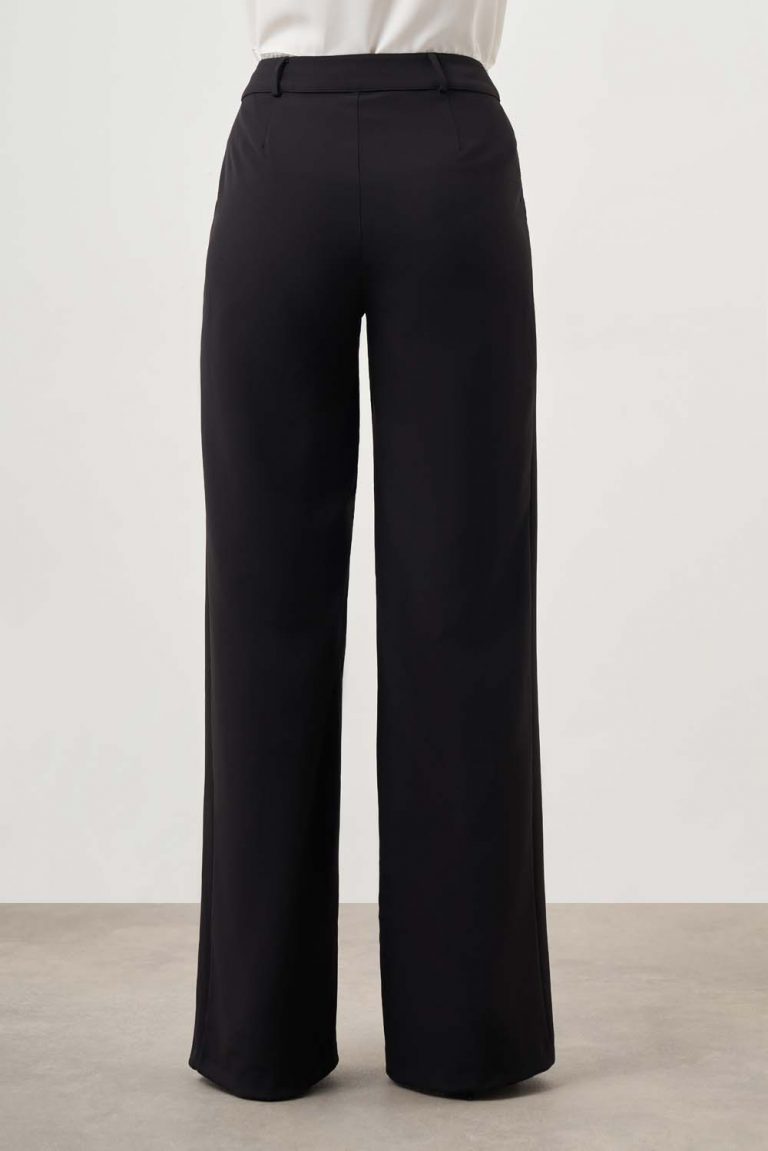 Pileli Double Siyah Pantolon - Mizalle
