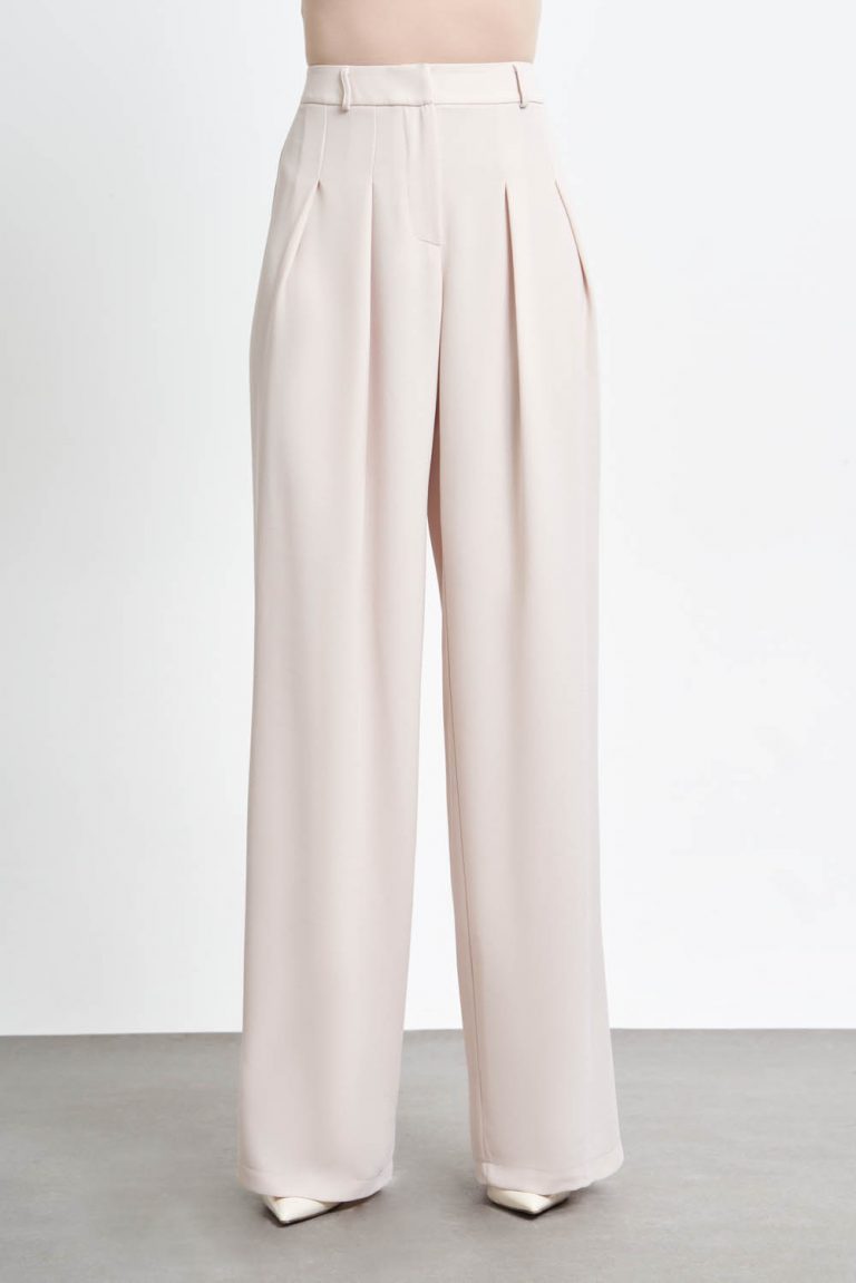 Mizalle Double Pileli Taş Rengi Krep Kumaş Pantolon - Mizalle