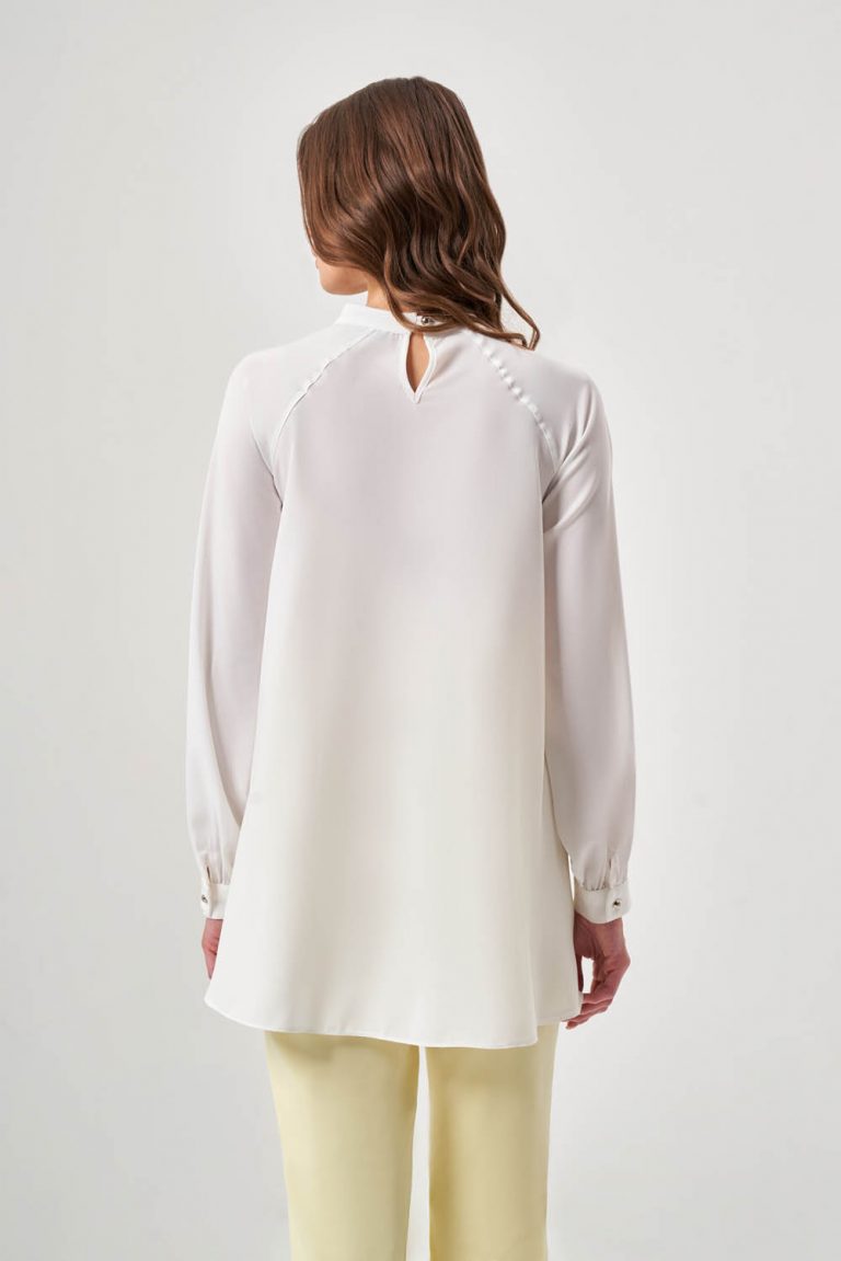 Piliseli Parçalı Ekru Tunik - Mizalle