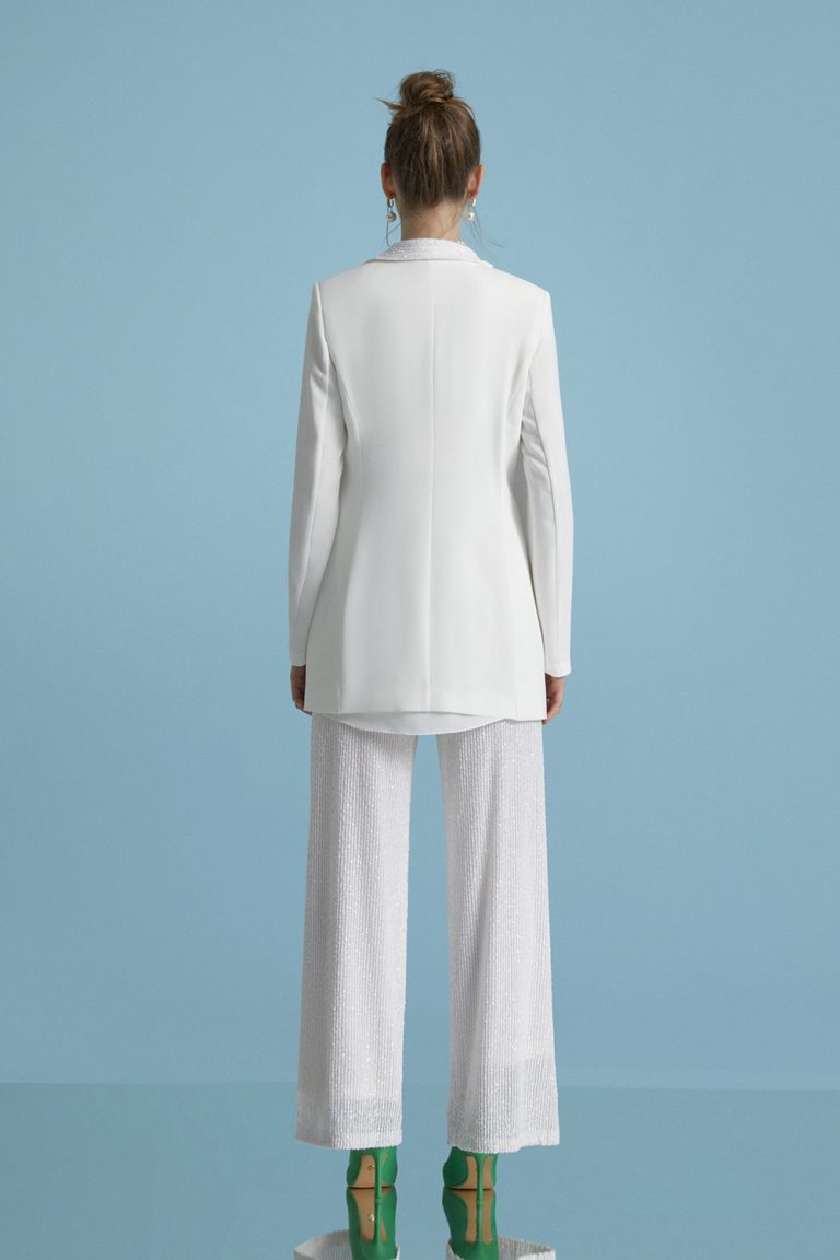 Mizalle Full Payetli Ekru Abiye Pantolon - Mizalle