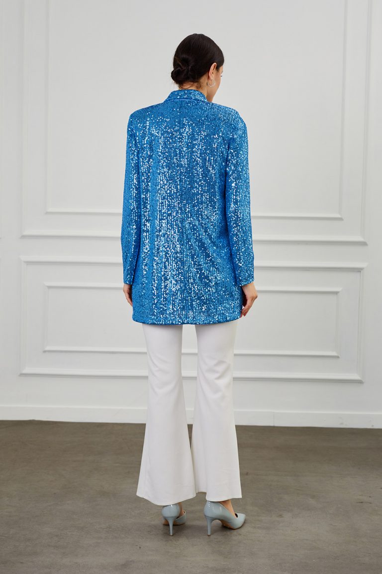 Mizalle Full Payet İşli Düğmesiz Mavi Pembe Abiye Ceket - Mizalle