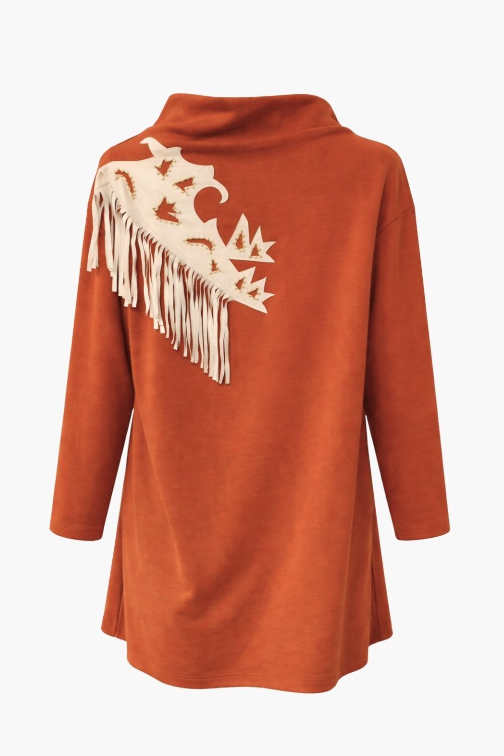 Mizalle Püskül Troklu Yüksek Yaka Kiremit Rengi Scuba Tunik - 4