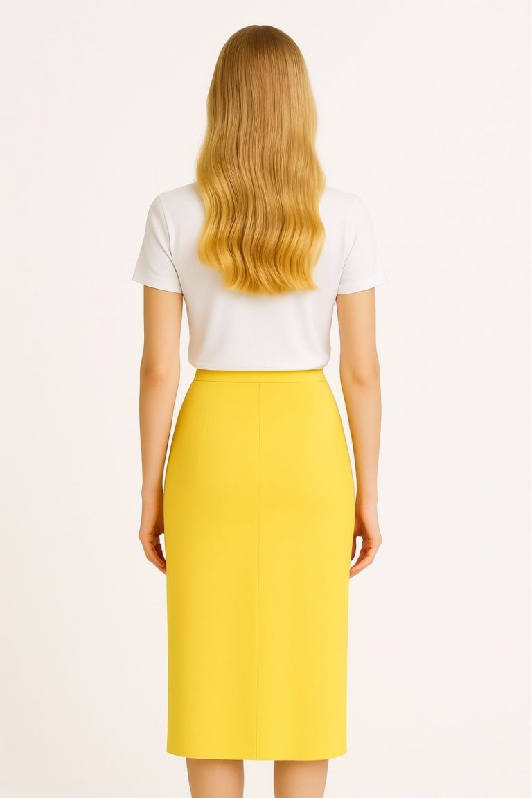 Mizalle Sarı Rayon Triko Midi Kalem Etek - Mizalle