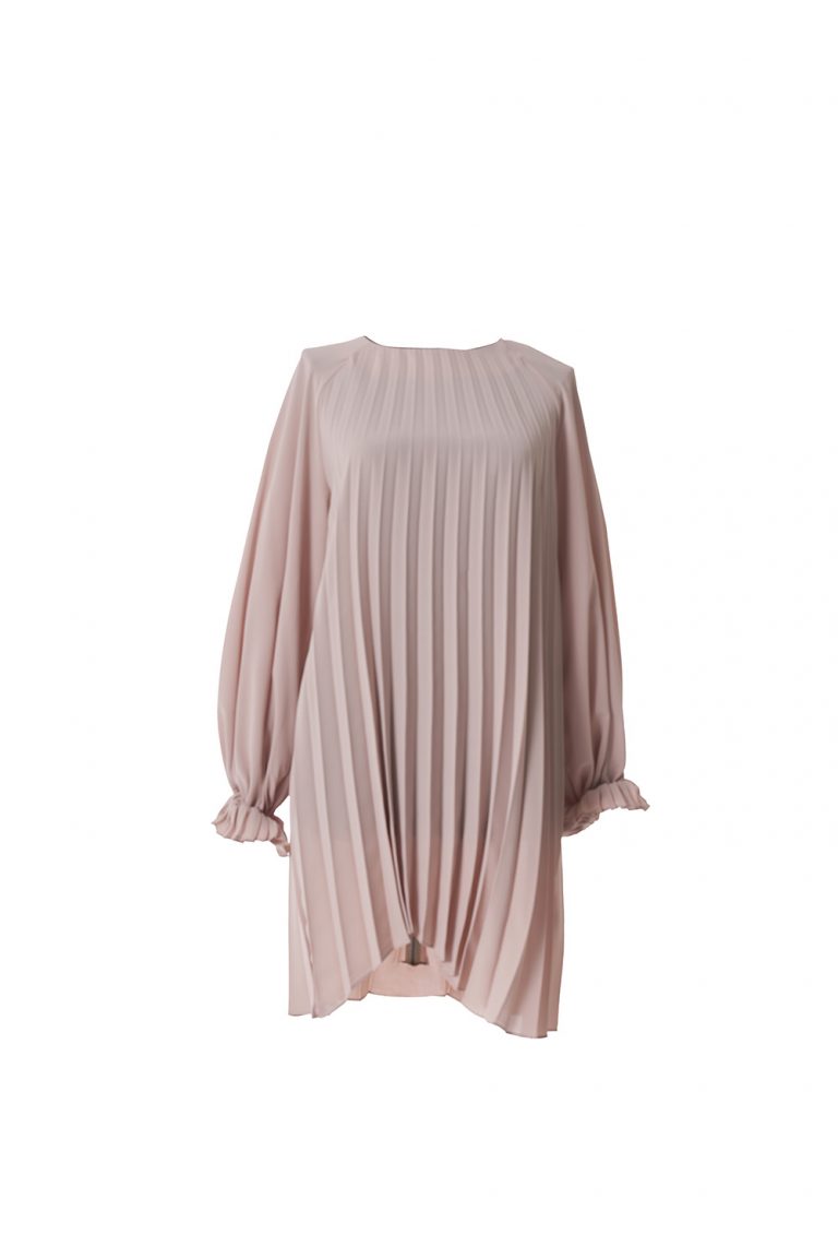 Reglan Kollu Pliseli Vizon Tunik - Mizalle