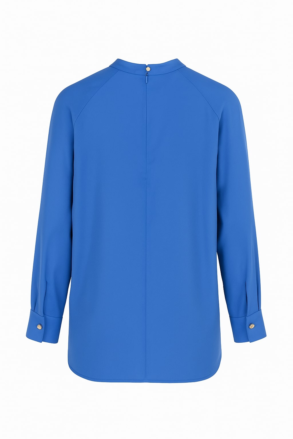 Mizalle Reglan Kollu Oversize Uzun Saten Yüksek Yaka Saks Mavisi Bluz