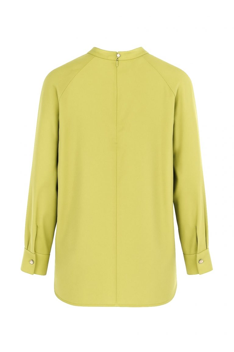 Mizalle Reglan Kollu Oversize Uzun Saten Yüksek Yaka Su Yeşili Bluz - Mizalle